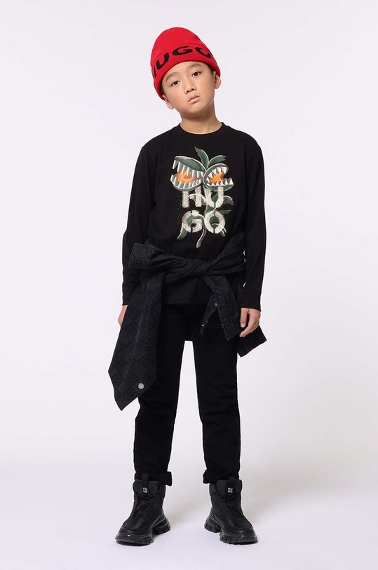 HUGO kurtka bawełniana dziecięca G00202.162.174 czarny
