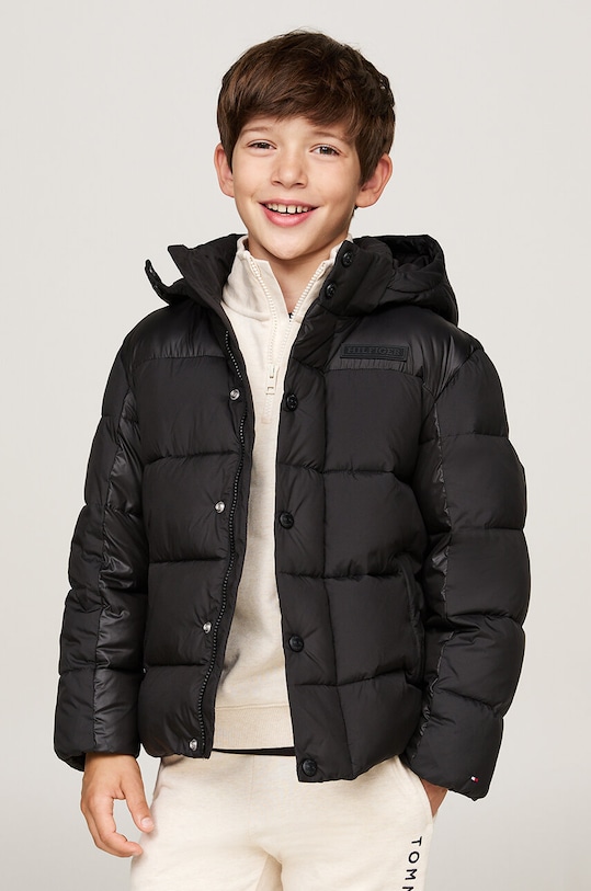 Dječja jakna Tommy Hilfiger Planet friendly crna KB0KB09207.9BYH.104.122