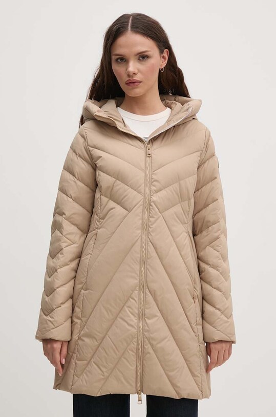 Пухова куртка Tommy Hilfiger з капюшоном бежевий WW0WW42622