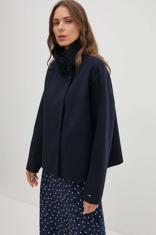 Tommy Hilfiger kurtka wełniana bez kaptura granatowy WW0WW42138