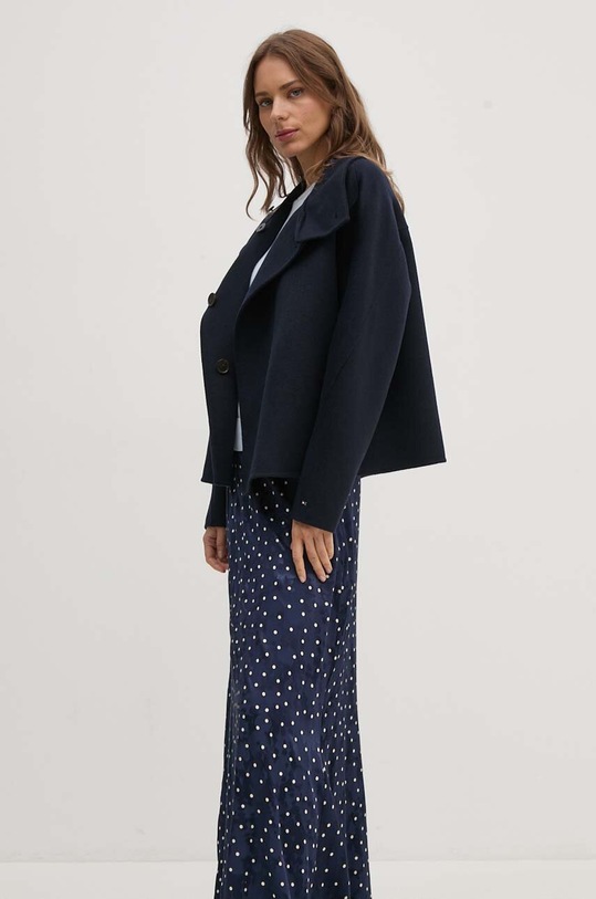 Tommy Hilfiger kurtka wełniana granatowy WW0WW42138