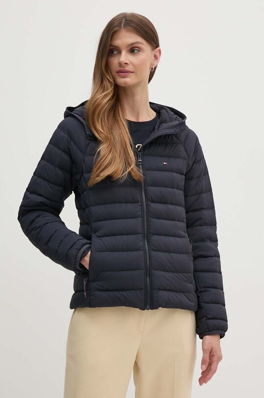 Páperová bunda Tommy Hilfiger jemné zateplenie tmavomodrá WW0WW42350