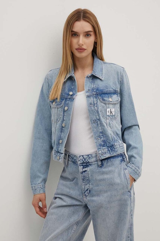Calvin Klein Jeans kurtka jeansowa bez kaptura niebieski J20J223669