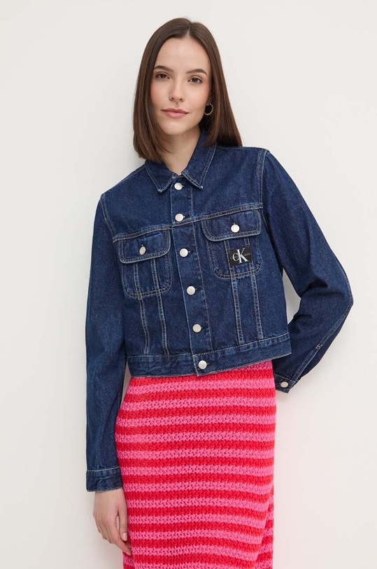 Calvin Klein Jeans kurtka jeansowa bez kaptura niebieski J20J223670
