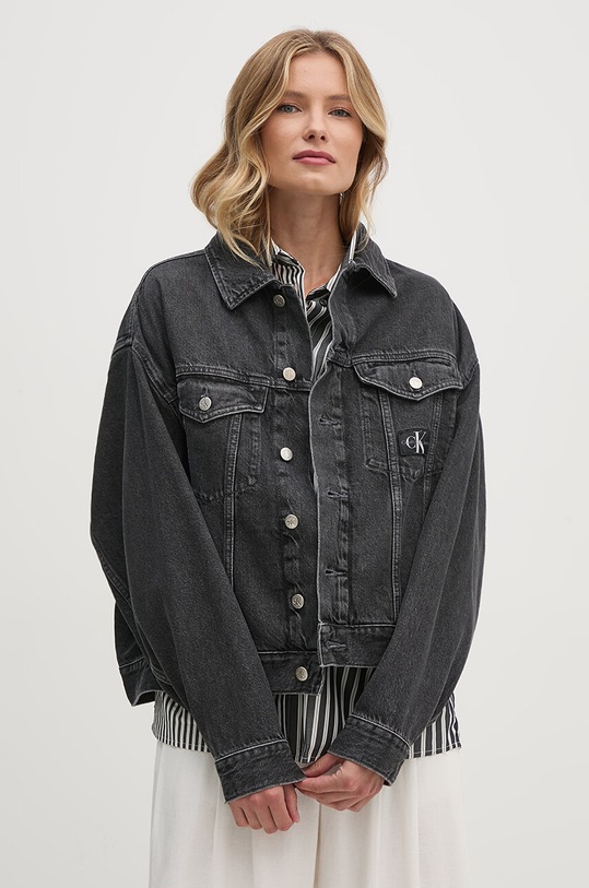 Calvin Klein Jeans kurtka jeansowa bez kaptura szary J20J223711