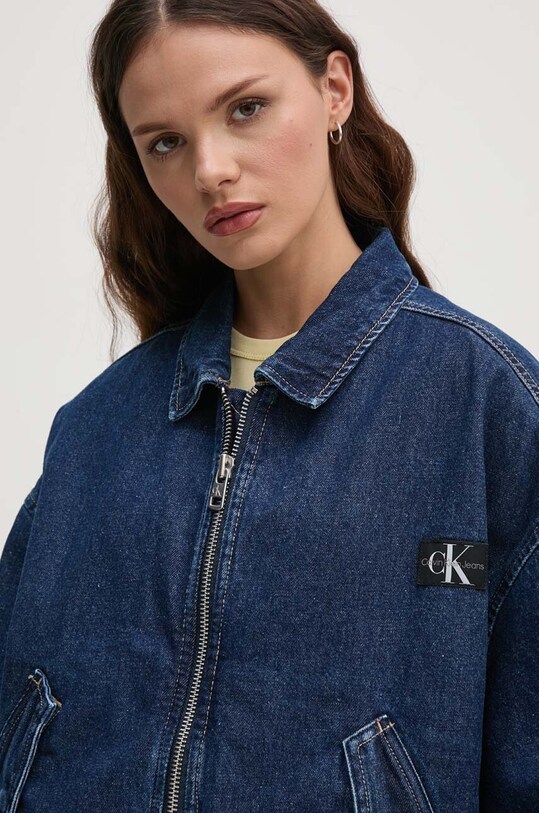 Džínová bunda Calvin Klein Jeans námořnická modř J20J224717