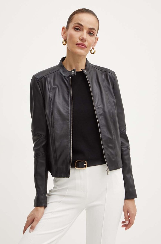 BOSS Orange kurtka skórzana nieocieplane czarny 50522033