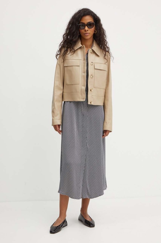 BOSS kurtka skórzana 50518239 beżowy AW24