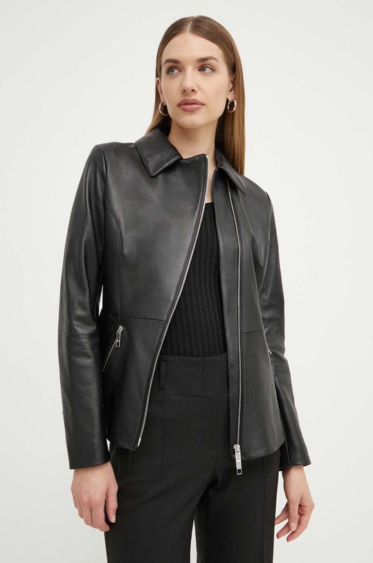BOSS kurtka skórzana czarny 50518240
