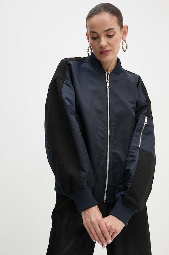 BOSS kurtka bomber z domieszką wełny nieocieplane granatowy 50518933