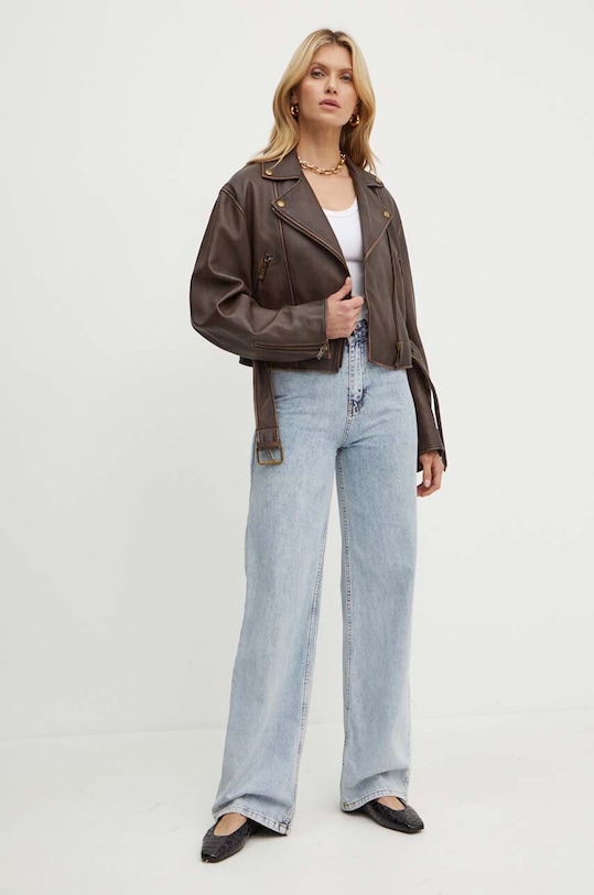 Weekend Max Mara ramoneska skórzana 2425446041600 brązowy AW24