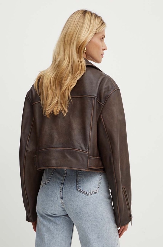 Odzież Weekend Max Mara ramoneska skórzana 2425446041600 brązowy