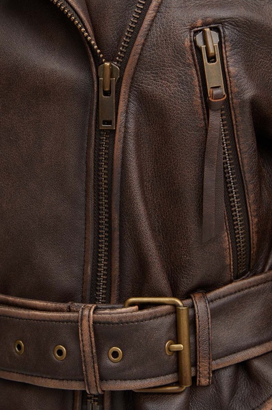 Weekend Max Mara ramoneska skórzana 2425446041600 brązowy