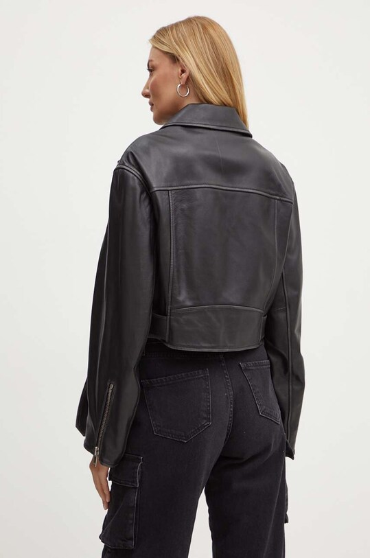 Odzież Weekend Max Mara ramoneska skórzana 2425446041600 czarny