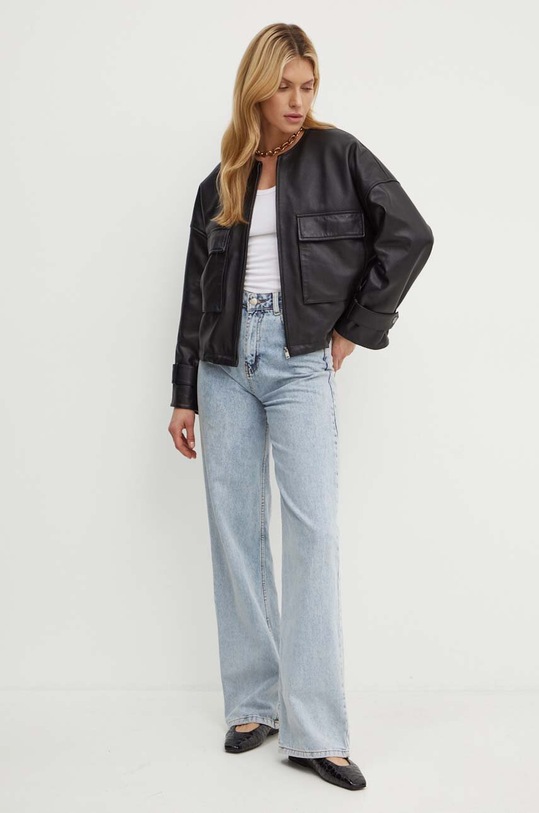 Weekend Max Mara geaca de piele 2425446051600 negru AW24