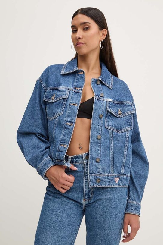 Rifľová bunda Guess Jeans bez kapucne modrá W4YN56.D5CC3