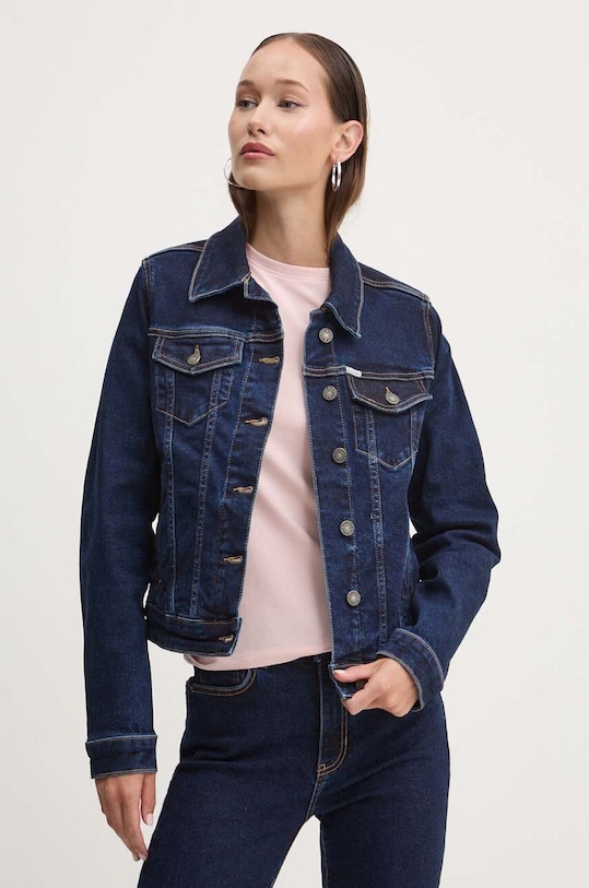 Guess Jeans kurtka jeansowa bez kaptura granatowy W4YN55.D5CB1