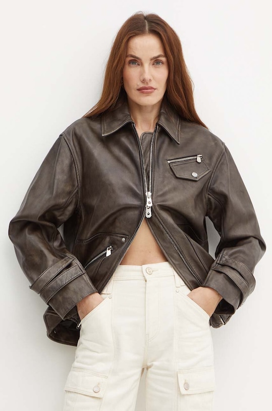 Pinko kurtka skórzana brązowy 104048.A23U