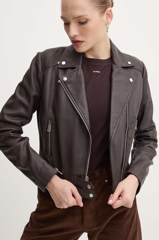 Δερμάτινo jacket Pinko καφέ 103901.Y6WL