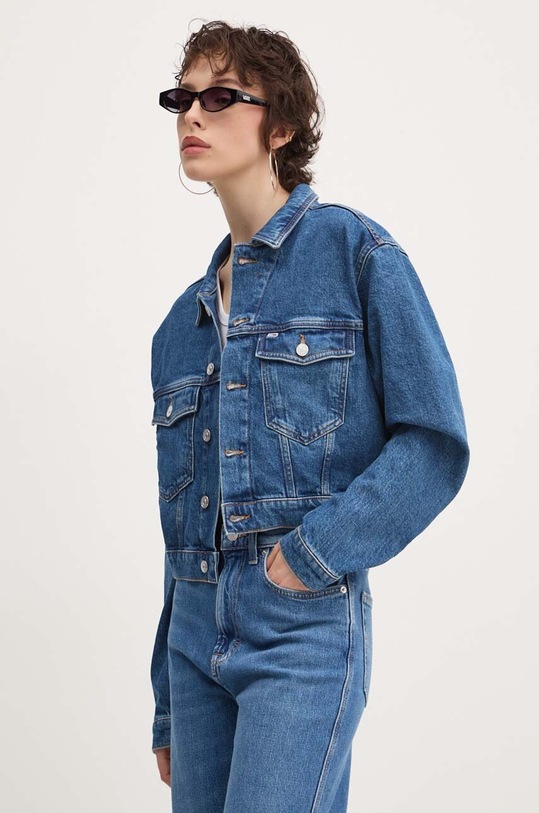 Tommy Jeans geacă din denim DW0DW18207 albastru AW24
