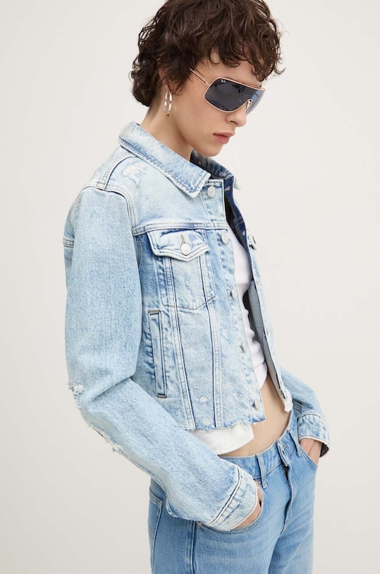 Tommy Jeans geacă din denim necaptusit albastru DW0DW18555