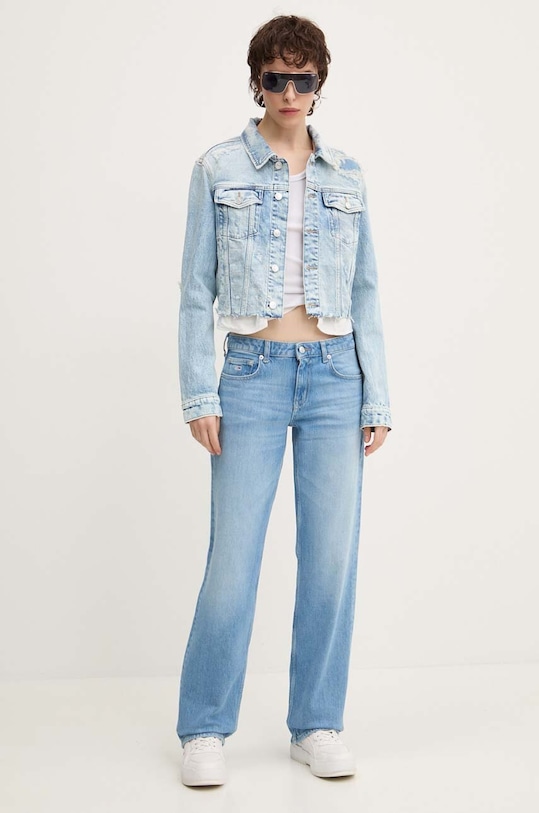 Tommy Jeans geacă din denim DW0DW18555 albastru AW24