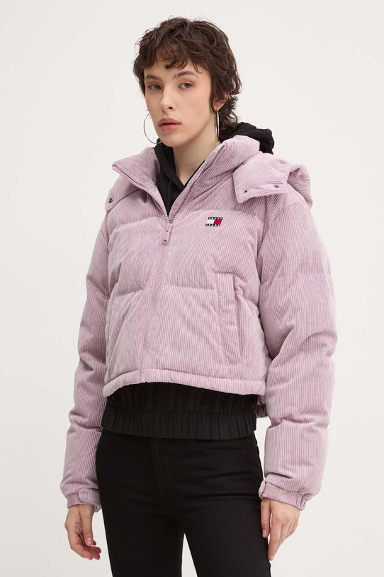 Páperová bunda Tommy Jeans oversize fialová DW0DW18297