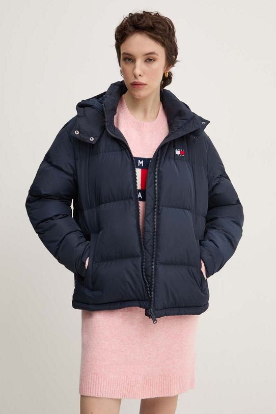 Páperová bunda Tommy Jeans oversize tmavomodrá DW0DW18610