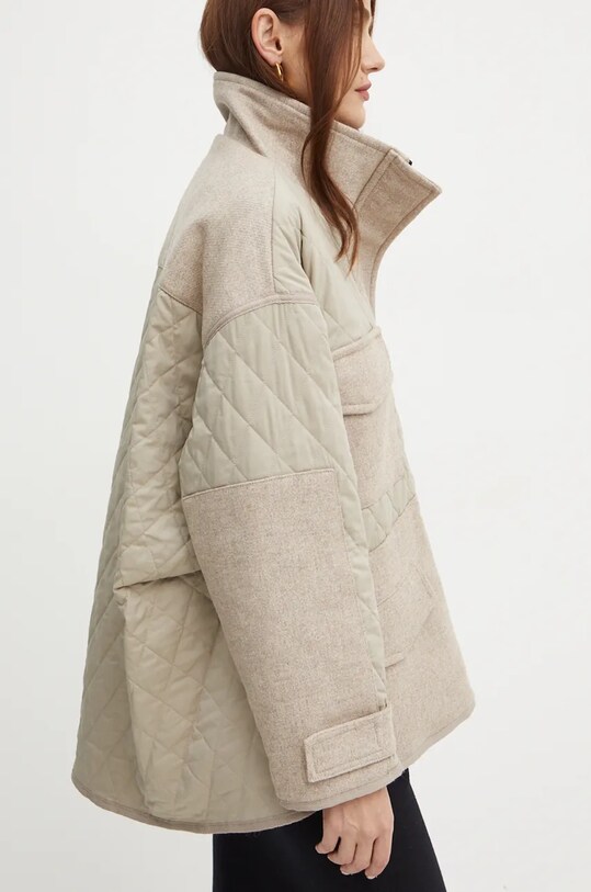 Pinko kurtka z domieszką wełny oversize beżowy 104403.A28E