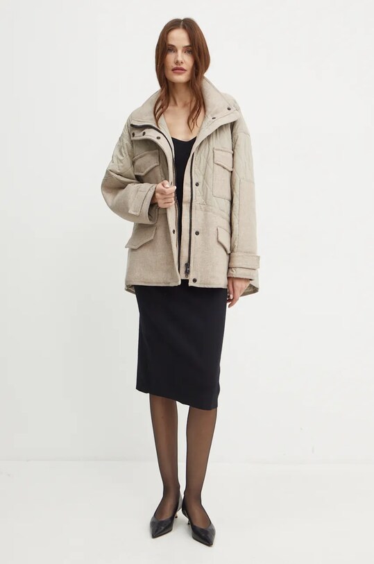Pinko kurtka z domieszką wełny 104403.A28E beżowy AW24