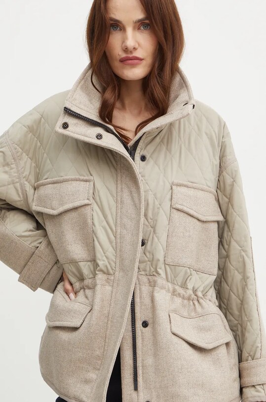 Pinko kurtka z domieszką wełny beżowy 104403.A28E