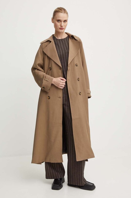 Day Birger et Mikkelsen kamizelka lniana Enid - Casual Linen Stripe DAY65243328 brązowy AW24