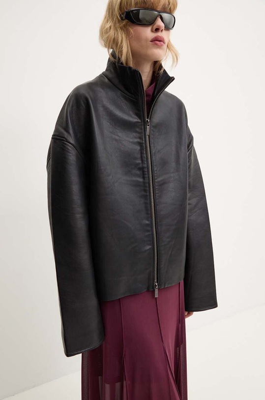 Δερμάτινο μπουφάν Remain Bonded Leather Jacket oversize μαύρο 501956100