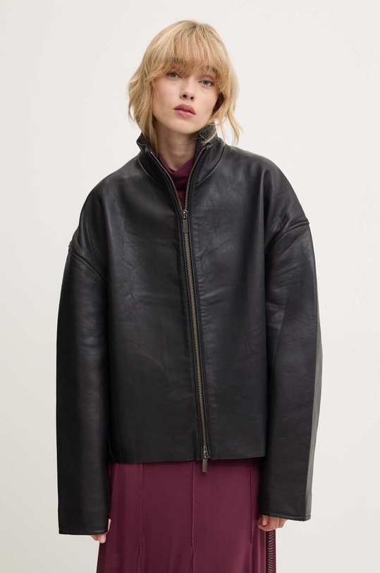 Δερμάτινο μπουφάν Remain Bonded Leather Jacket μαύρο 501956100