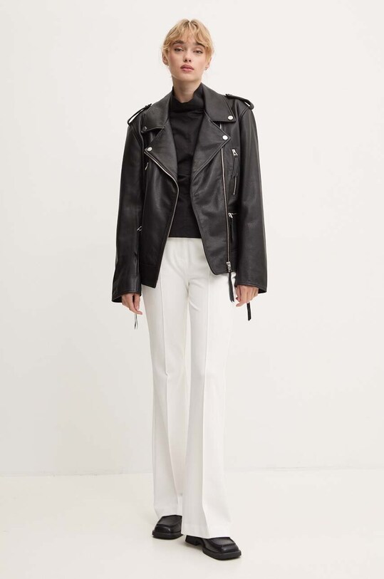 Remain geaca ramones de piele Biker Leather Jacket 502123100 negru AW24