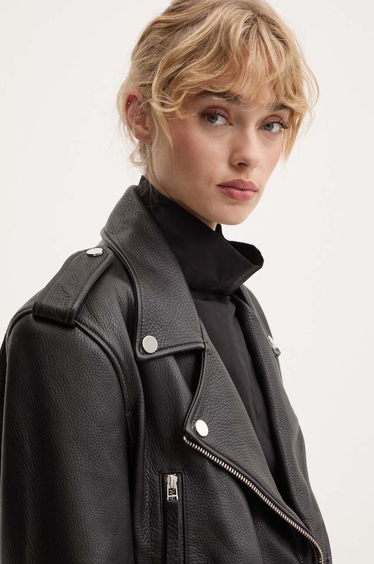 Δερμάτινo jacket Remain Biker Leather Jacket μαύρο 502123100