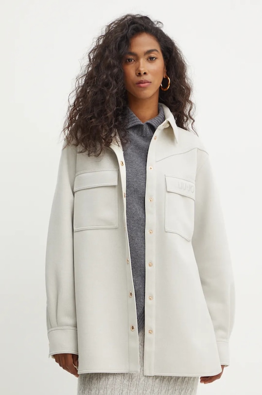 Liu Jo geacă cu aspect de cămașă necaptusit bej TF4318.J4643