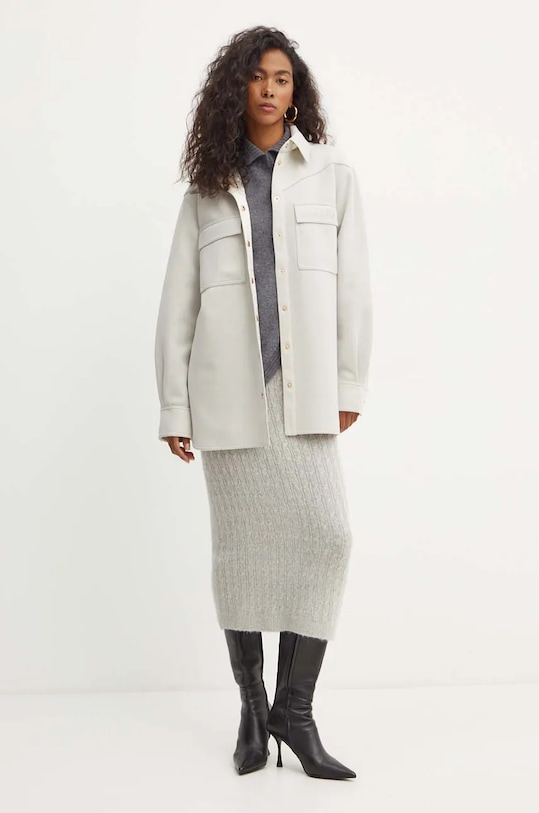 Liu Jo geacă cu aspect de cămașă TF4318.J4643 bej AW24