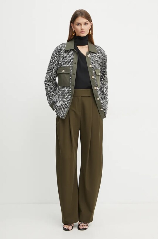 Košilová bunda s příměsí vlny Liu Jo WF4502.T1805 zelená AW24