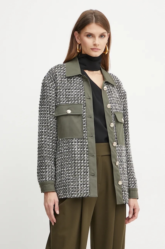 Košilová bunda s příměsí vlny Liu Jo zelená WF4502.T1805