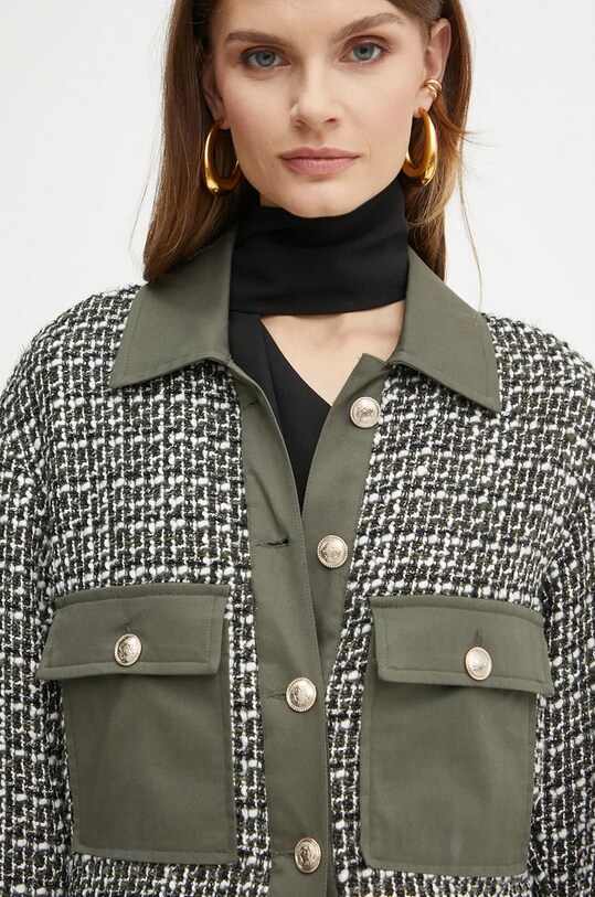 Košilová bunda s příměsí vlny Liu Jo WF4502.T1805 zelená