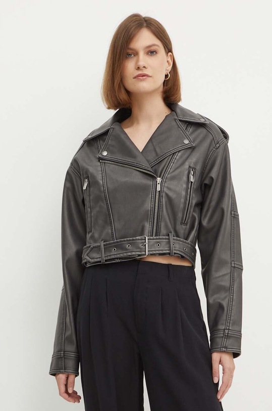 Δερμάτινο μπουφάν Pepe Jeans AMALIA γκρί PL402422