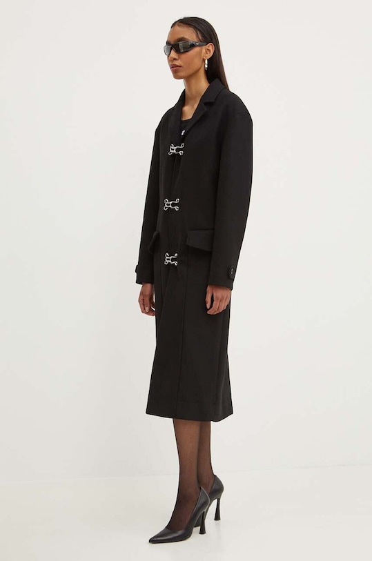 Вовняне пальто Moschino Jeans з підкладкою чорний 0605.8220