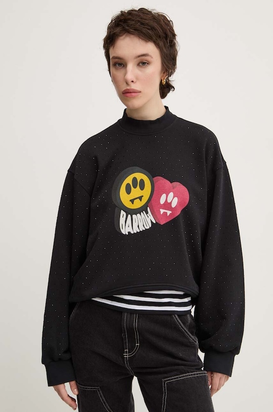 Bavlněná mikina Barrow nášivka černá F4BWWOSW110