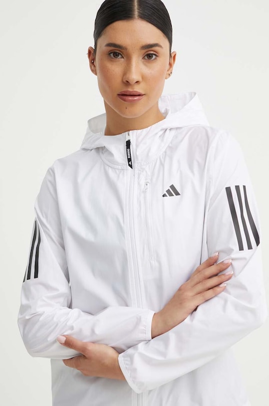 Бігова куртка adidas Performance Own The Run Base з капюшоном білий IK7445