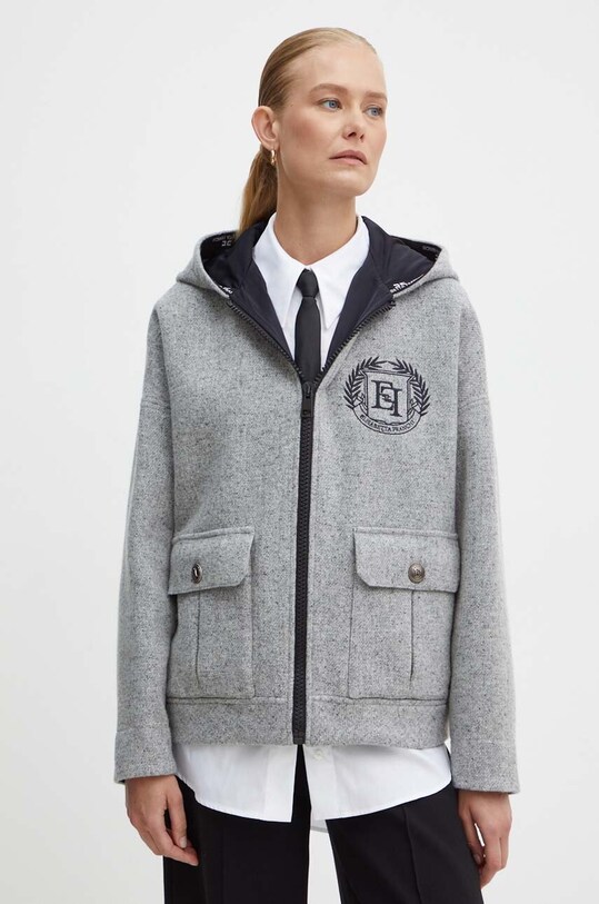 Elisabetta Franchi geaca de lana cu captuseala gri GB00146E2