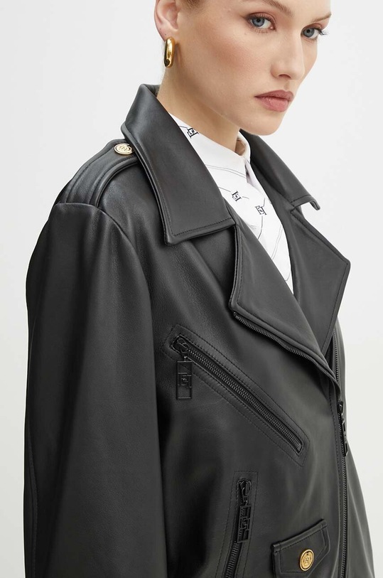 Δερμάτινo jacket Elisabetta Franchi GD42Z46E2 μαύρο