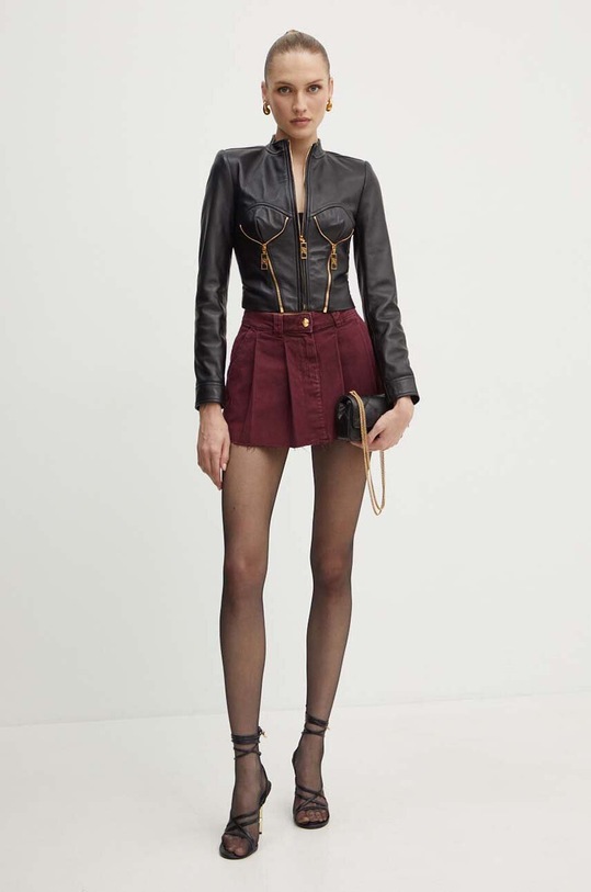 Elisabetta Franchi kurtka skórzana GD43Z46E2 czarny AW24