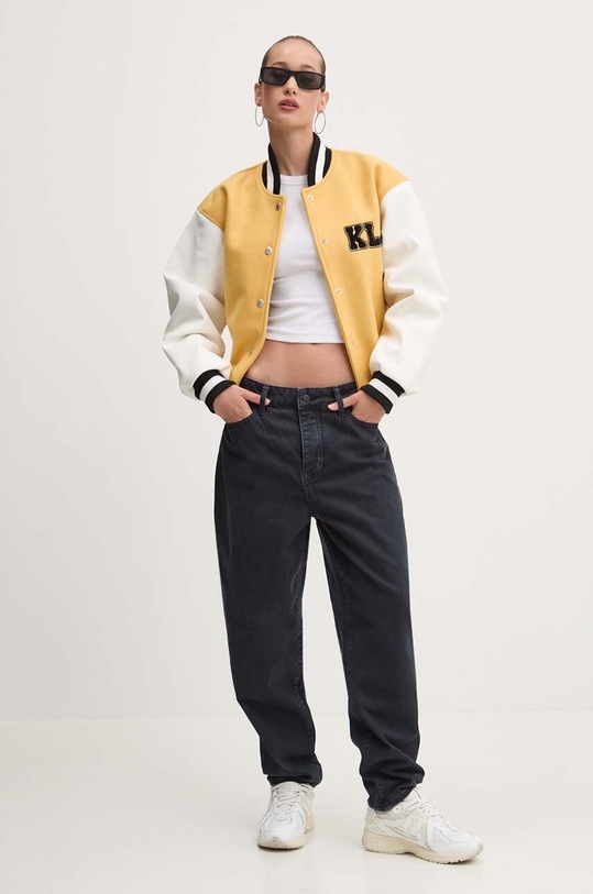 Karl Lagerfeld Jeans kurtka bomber wełniana 245J1503 żółty AW24