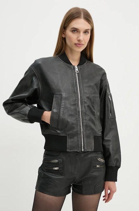 Marc O'Polo geacă de piele cu captuseala negru 409701873035